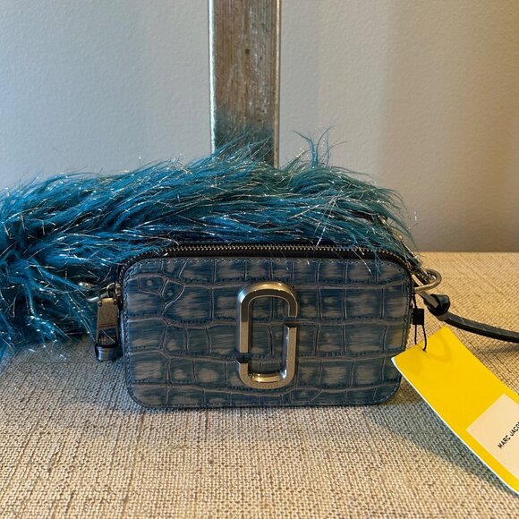 Marc Jacobs Harbor Blue Multi Snapshot Bag with Faux Fur - Picture 1 of 8